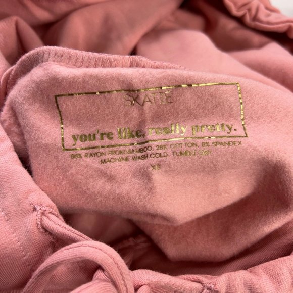 Skatie Womens Miley Hoodie Dress Pink Pockets Drawstring Long Sleeve XS New - Picture 9 of 11